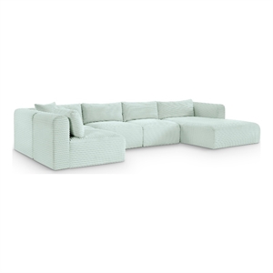 Meridian Furniture 5-Piece Mint Corduroy Performance Fabric Modular Sectional