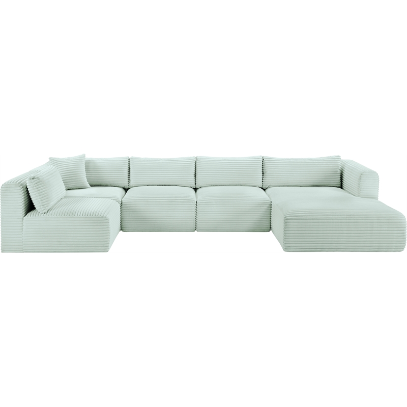 Meridian Furniture 5-Piece Mint Corduroy Performance Fabric Modular Sectional