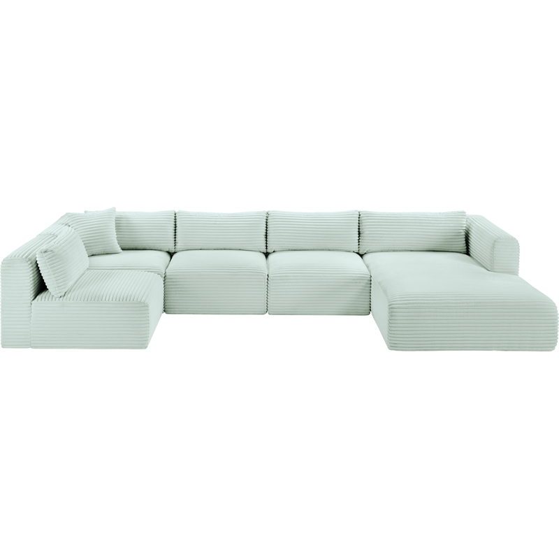 Meridian Furniture 5-Piece Mint Corduroy Performance Fabric Modular Sectional
