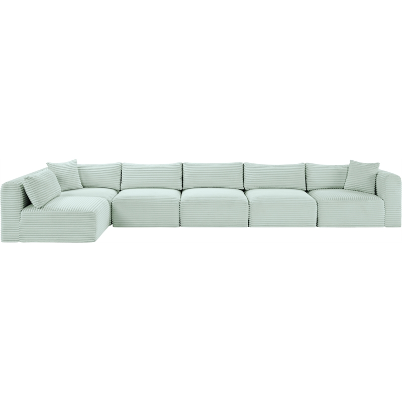 Meridian Furniture 6-Piece Mint Corduroy Performance Fabric Modular Sectional