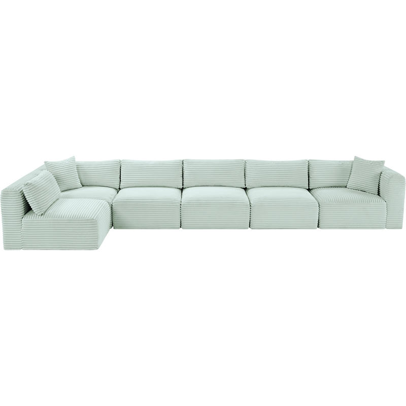 Meridian Furniture 6-Piece Mint Corduroy Performance Fabric Modular Sectional