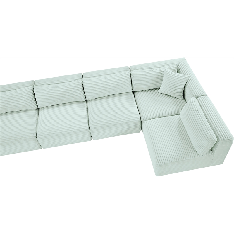 Meridian Furniture 6-Piece Mint Corduroy Performance Fabric Modular Sectional
