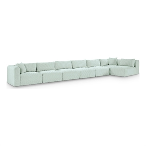Meridian Furniture 7-Piece Mint Corduroy Performance Fabric Modular Sectional