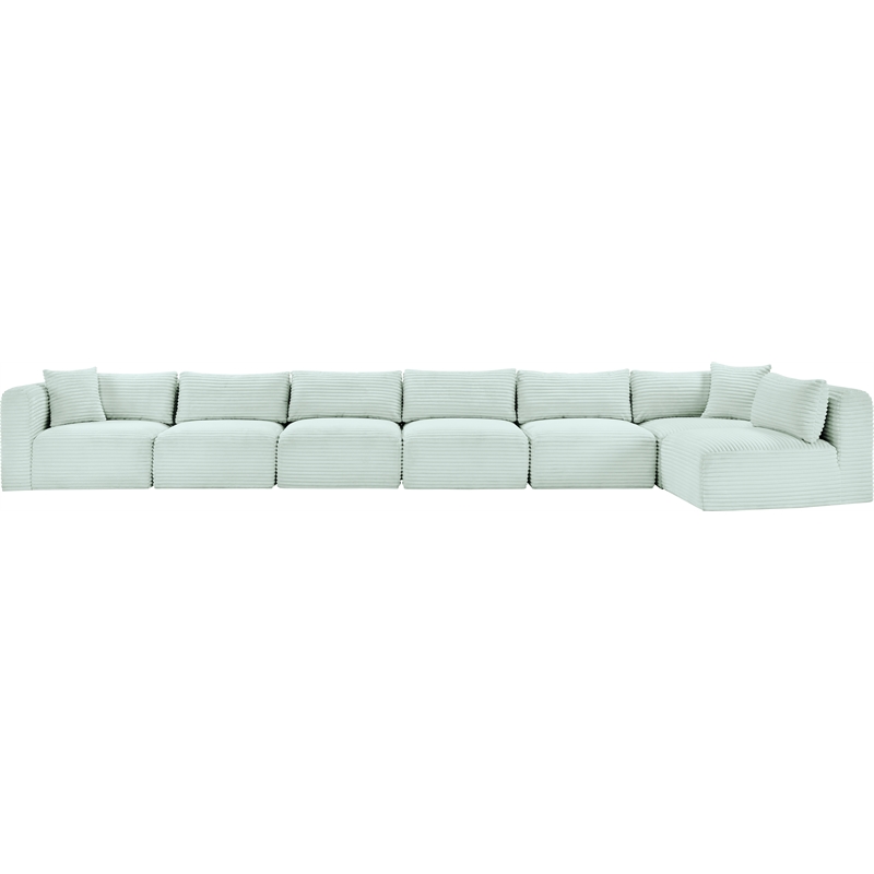 Meridian Furniture 7-Piece Mint Corduroy Performance Fabric Modular Sectional