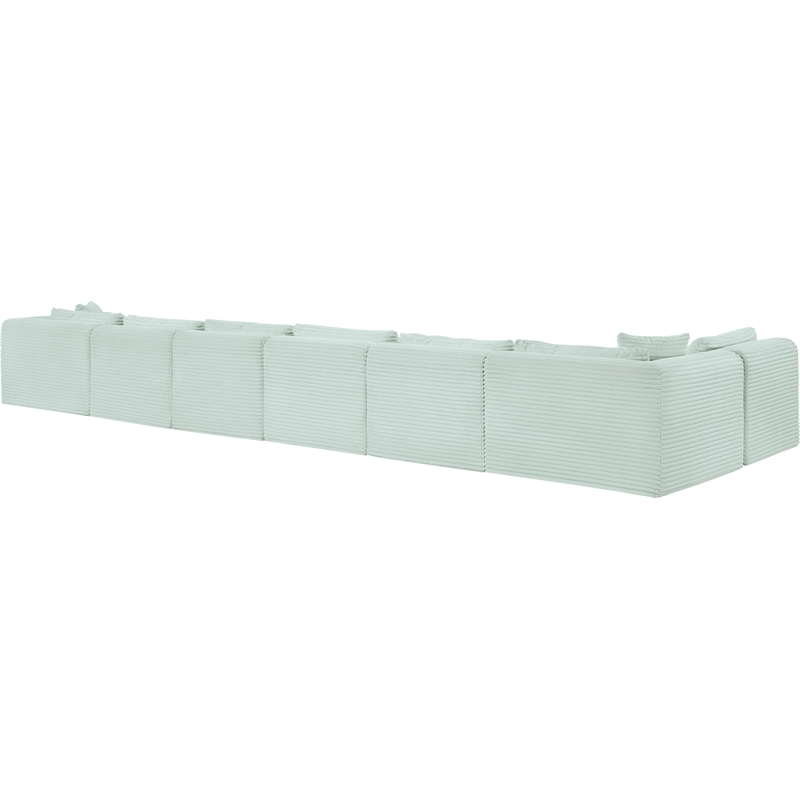 Meridian Furniture 7-Piece Mint Corduroy Performance Fabric Modular Sectional