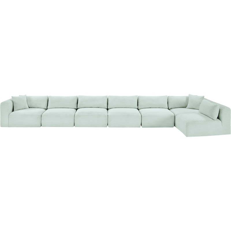 Meridian Furniture 7-Piece Mint Corduroy Performance Fabric Modular Sectional