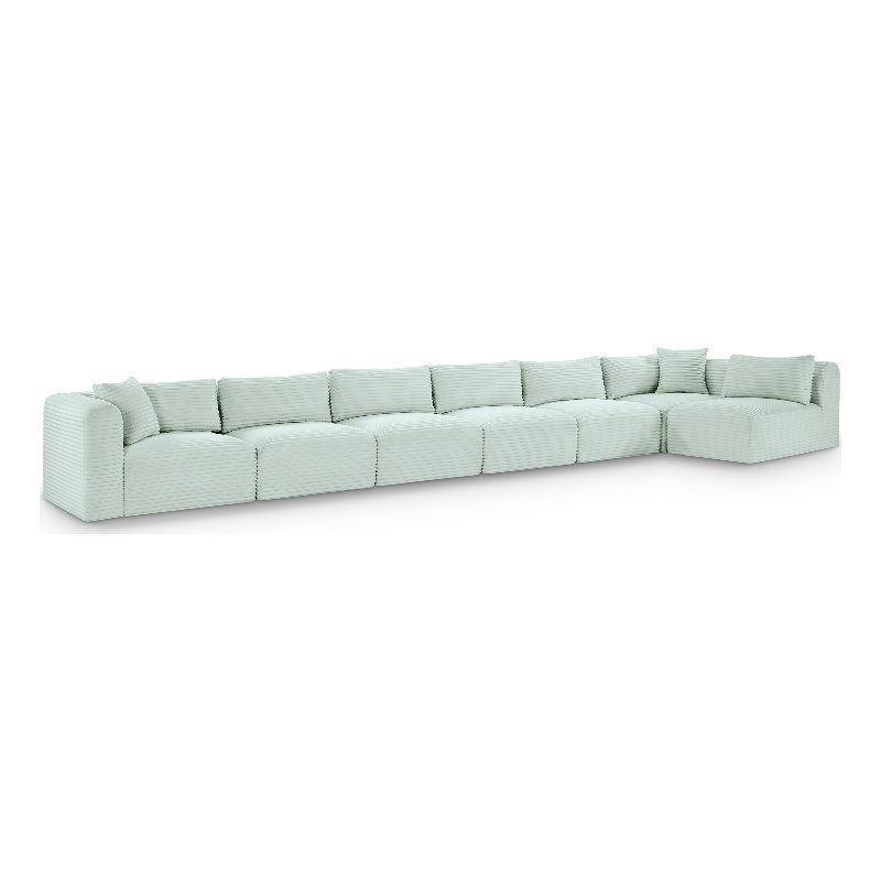 Meridian Furniture 7-Piece Mint Corduroy Performance Fabric Modular Sectional