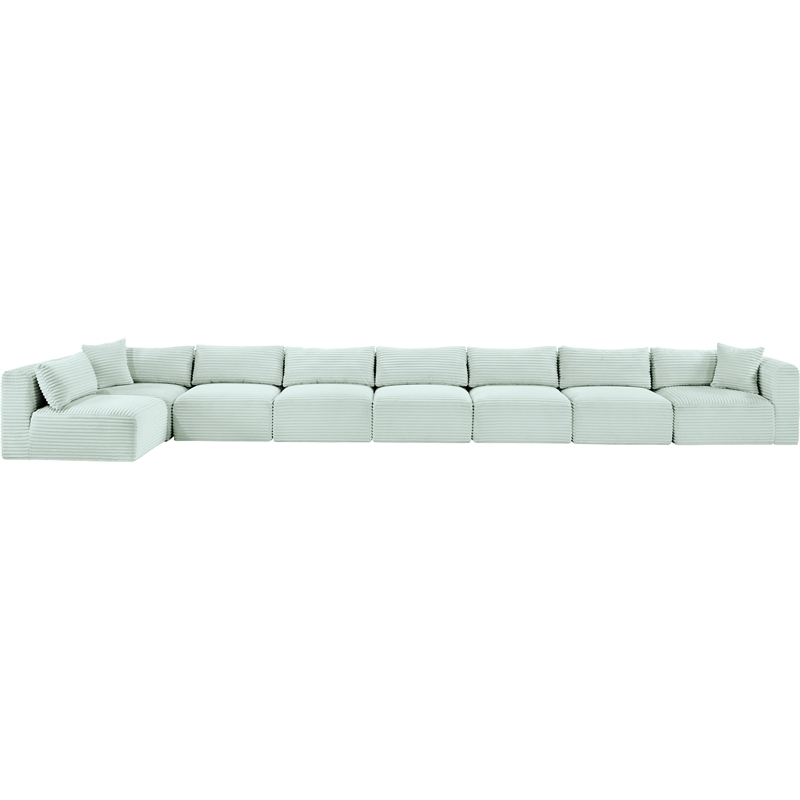 Meridian Furniture 8-Piece Mint Corduroy Performance Fabric Modular Sectional