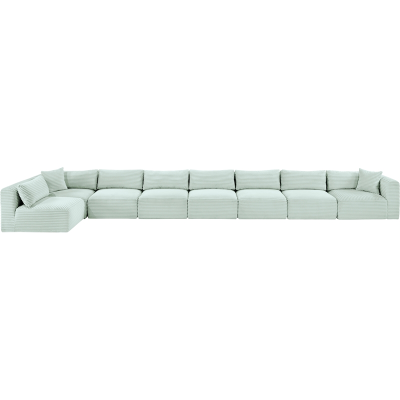 Meridian Furniture 8-Piece Mint Corduroy Performance Fabric Modular Sectional