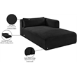 Meridian Furniture Shaggy Black Corduroy Performance Fabric Chaise