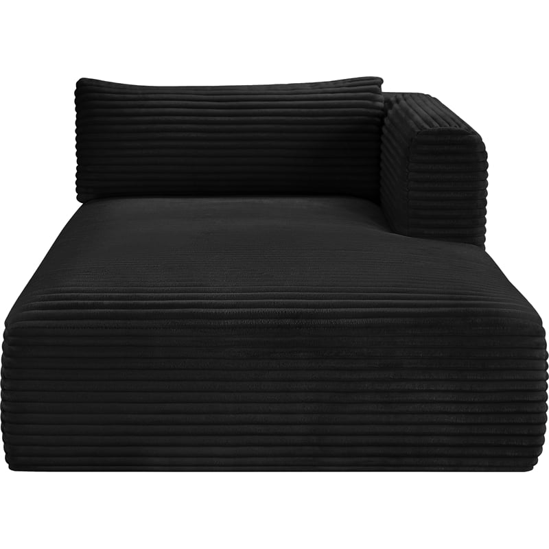 Meridian Furniture Shaggy Black Corduroy Performance Fabric Chaise