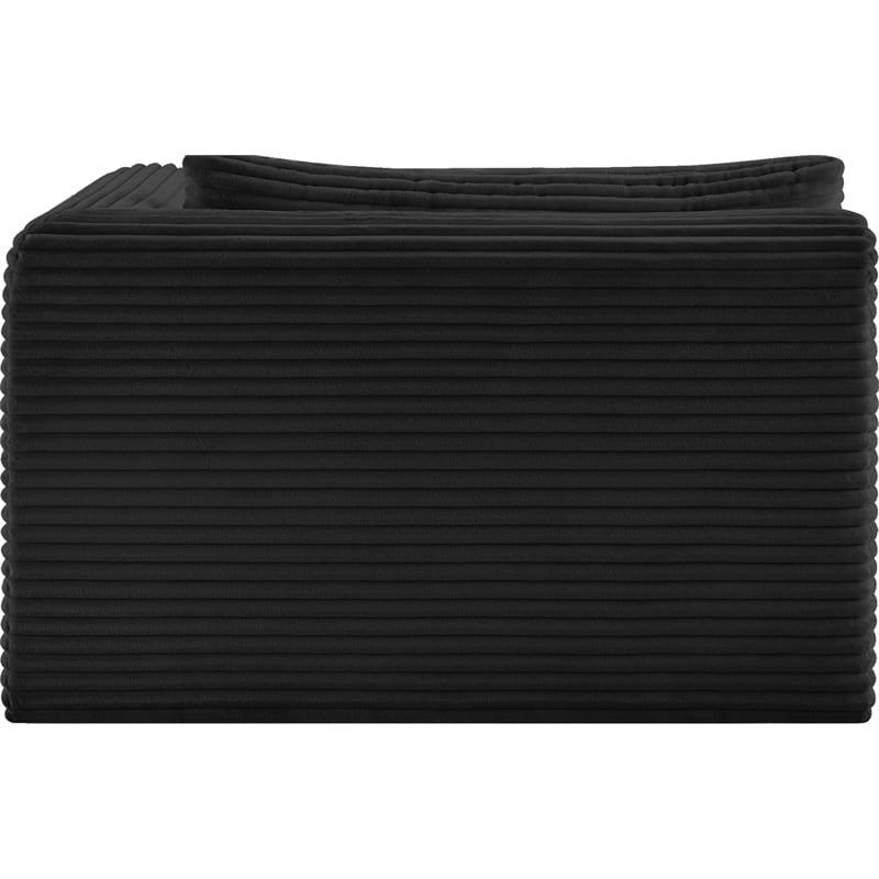 Meridian Furniture Shaggy Black Corduroy Performance Fabric Chaise