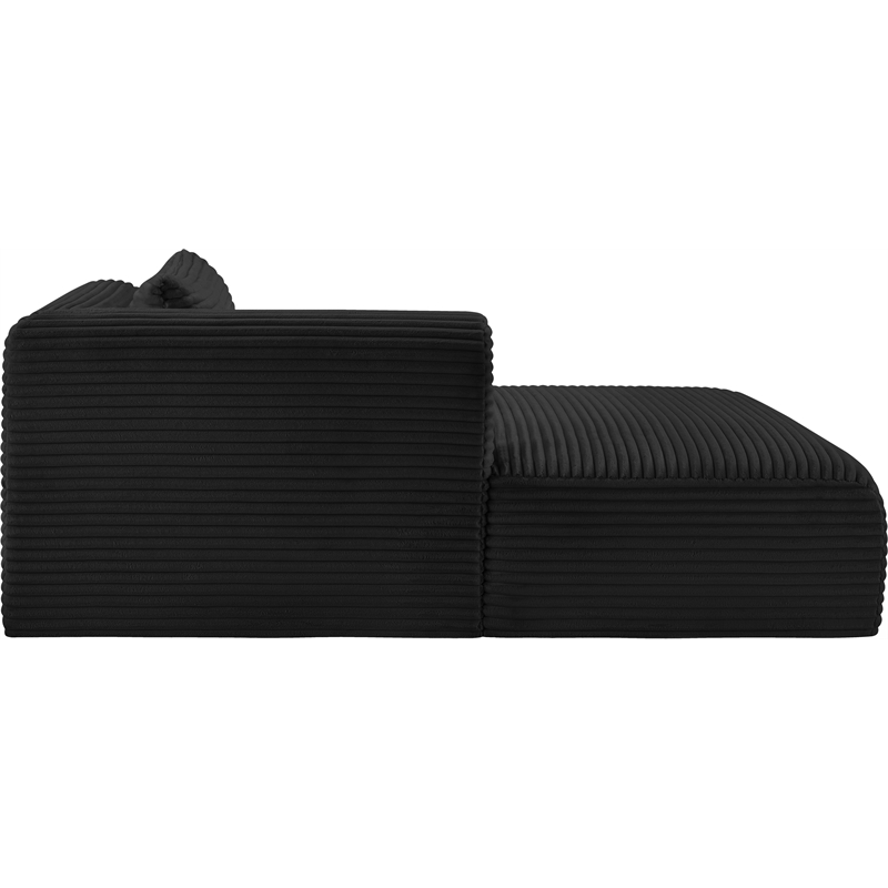 Meridian Furniture Shaggy Black Corduroy Performance Fabric Chaise