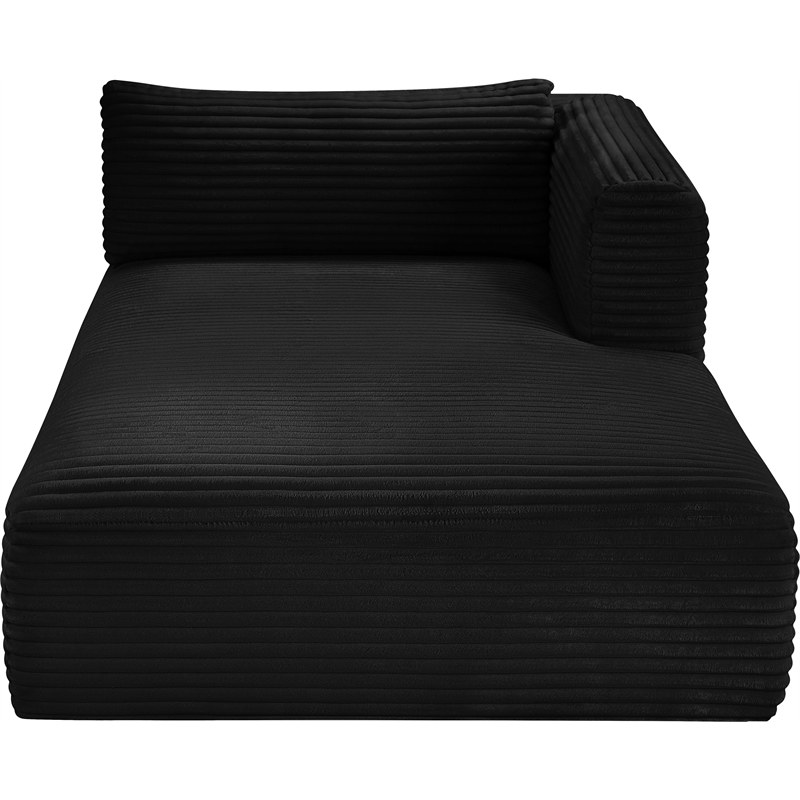 Meridian Furniture Shaggy Black Corduroy Performance Fabric Chaise
