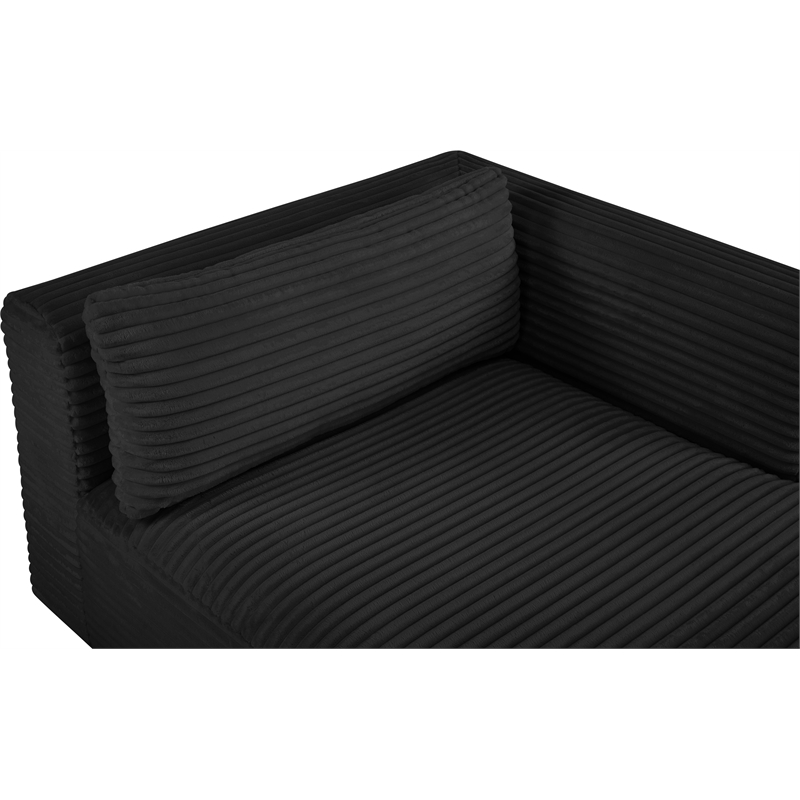 Meridian Furniture Shaggy Black Corduroy Performance Fabric Chaise