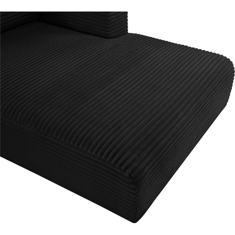 Meridian Furniture Shaggy Black Corduroy Performance Fabric Chaise
