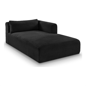 Meridian Furniture Shaggy Black Corduroy Performance Fabric Chaise