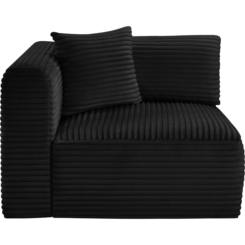 Meridian Furniture Shaggy Black Corduroy Performance Fabric Corner Chair