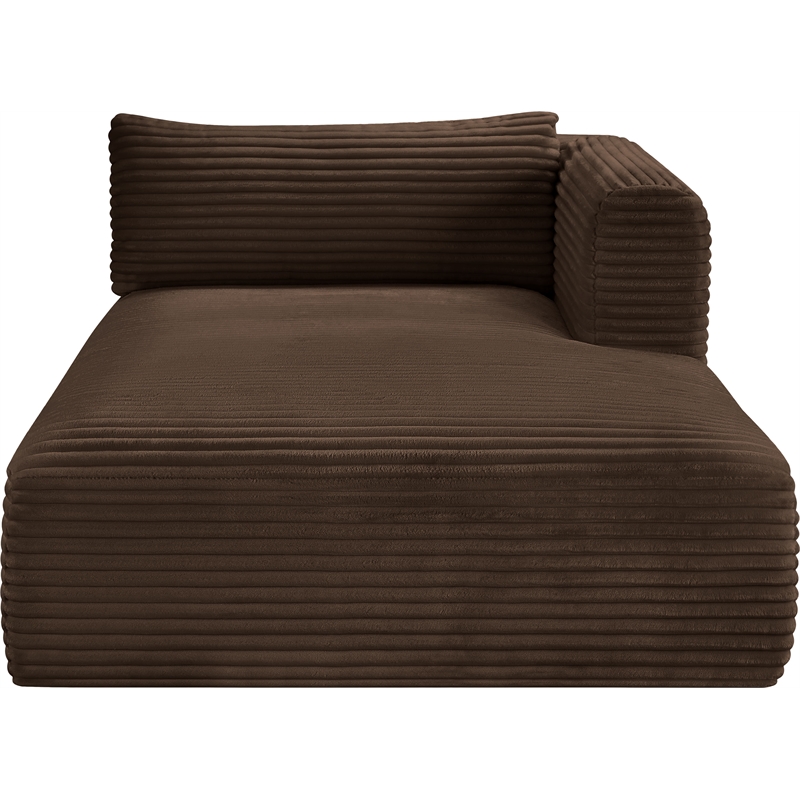 Meridian Furniture Shaggy Brown Corduroy Performance Fabric Chaise