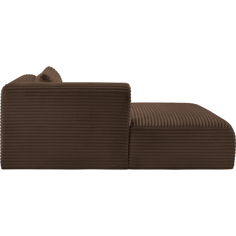 Meridian Furniture Shaggy Brown Corduroy Performance Fabric Chaise