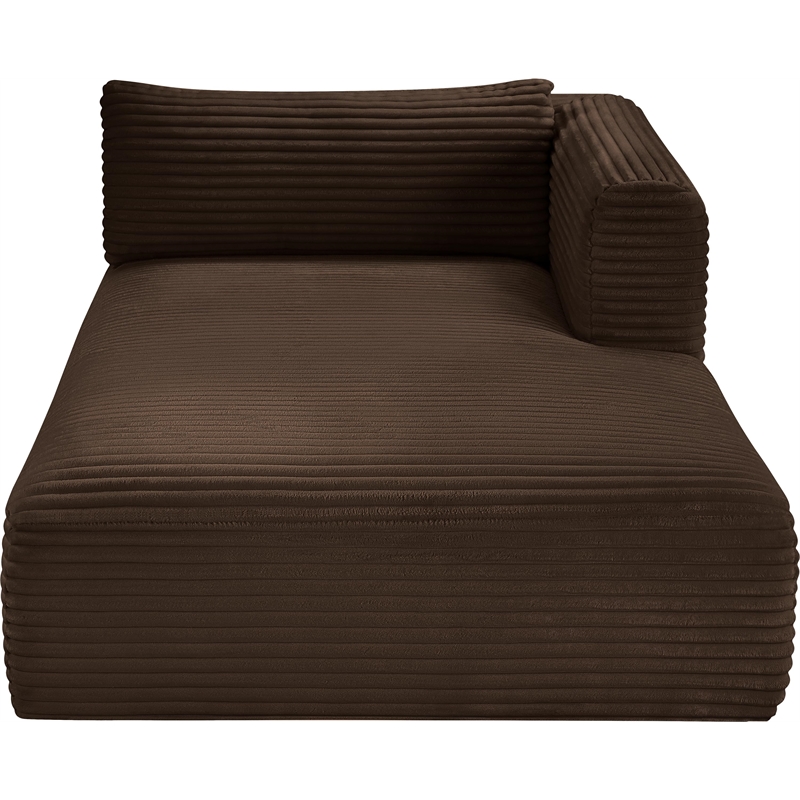 Meridian Furniture Shaggy Brown Corduroy Performance Fabric Chaise