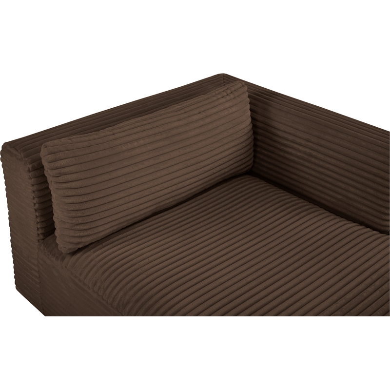 Meridian Furniture Shaggy Brown Corduroy Performance Fabric Chaise