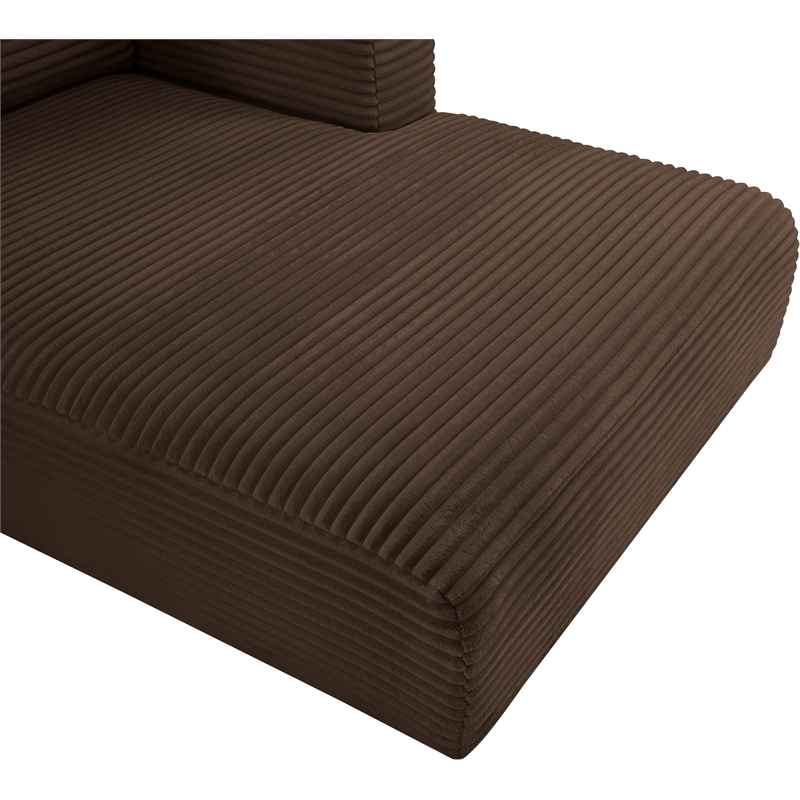 Meridian Furniture Shaggy Brown Corduroy Performance Fabric Chaise