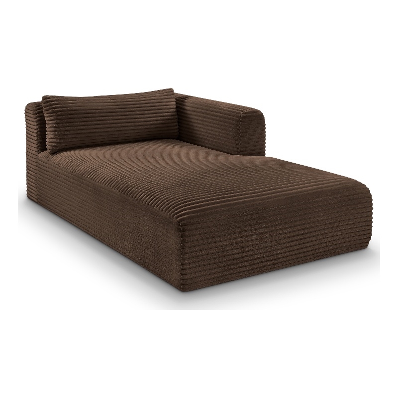 Meridian Furniture Shaggy Brown Corduroy Performance Fabric Chaise