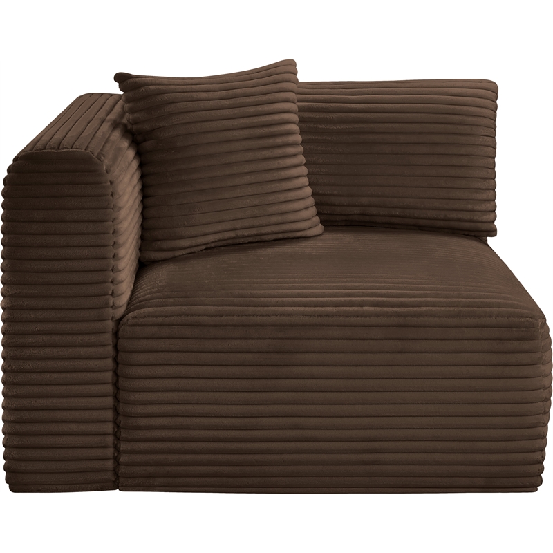 Meridian Furniture Shaggy Brown Corduroy Performance Fabric Corner Chair