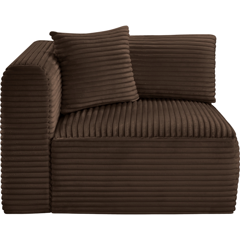 Meridian Furniture Shaggy Brown Corduroy Performance Fabric Corner Chair
