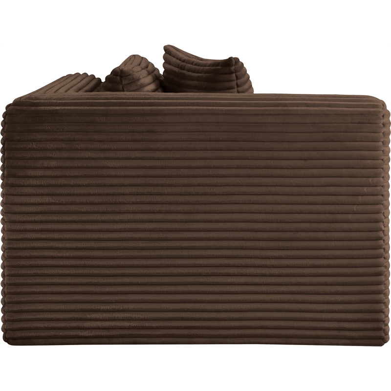 Meridian Furniture Shaggy Brown Corduroy Performance Fabric Corner Chair