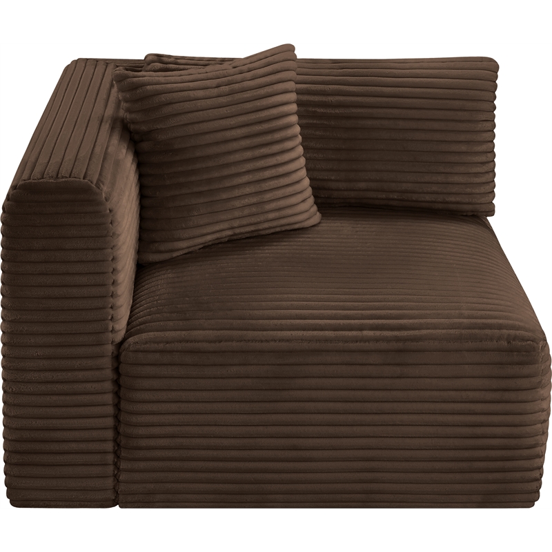 Meridian Furniture Shaggy Brown Corduroy Performance Fabric Corner Chair