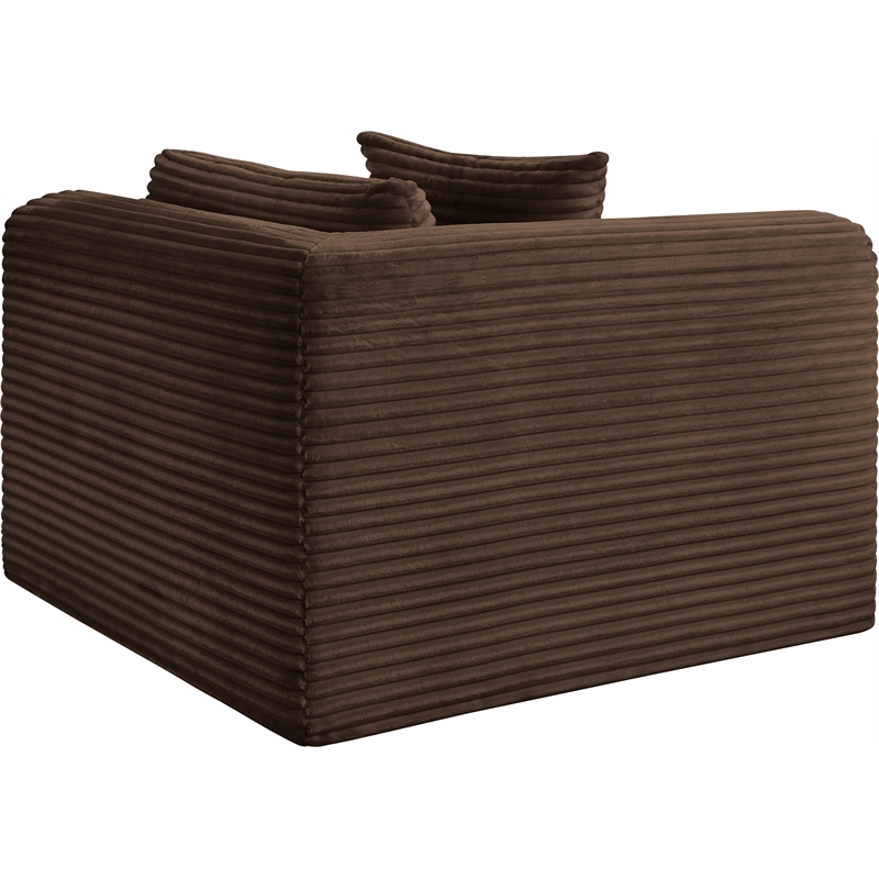 Meridian Furniture Shaggy Brown Corduroy Performance Fabric Corner Chair