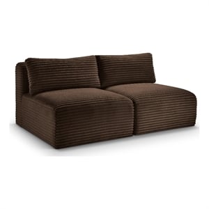 Meridian Furniture 2-Piece Brown Corduroy Performance Fabric Modular Sofa