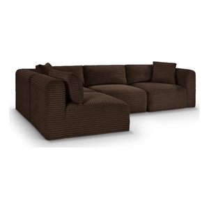 Meridian Furniture 4-Piece Brown Corduroy Performance Fabric Modular Sectional