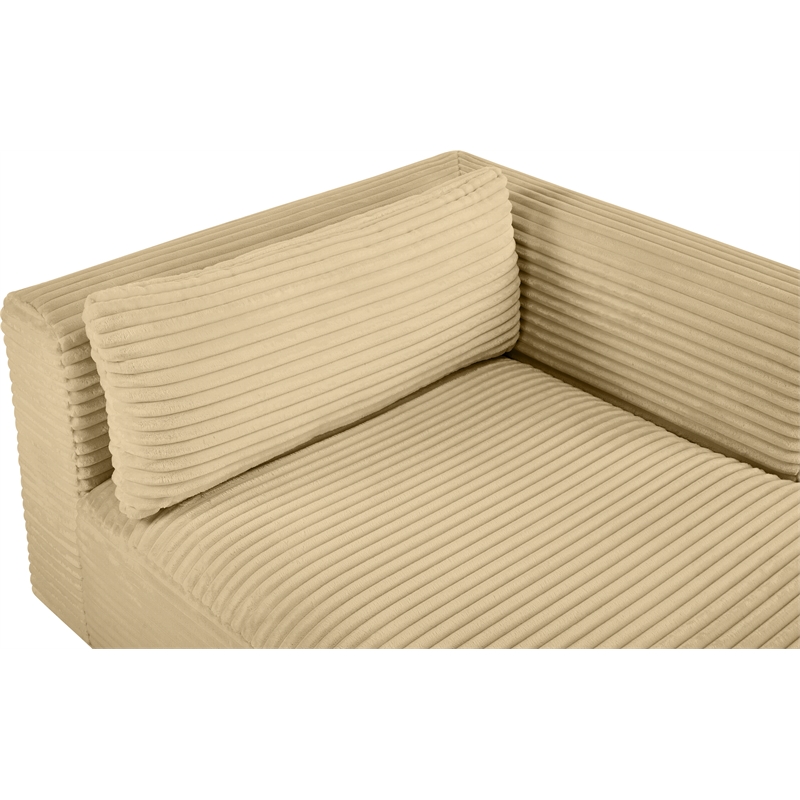 Meridian Furniture Shaggy Camel Corduroy Performance Fabric Chaise
