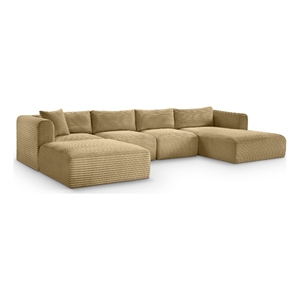 Meridian Furniture 5-Piece Camel Corduroy Performance Fabric Modular Sectional
