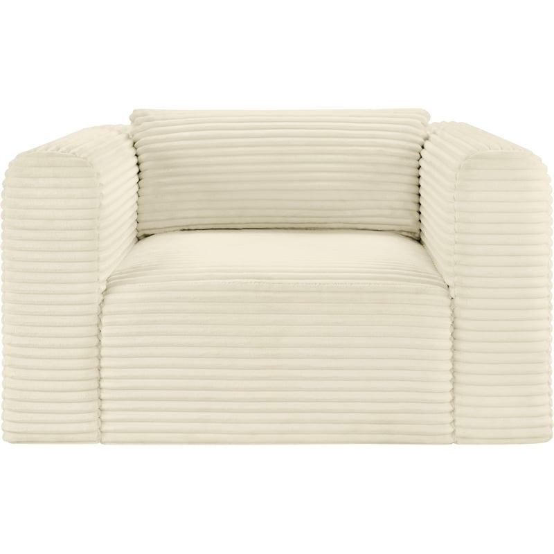 Meridian Furniture Shaggy Cream Corduroy Performance Fabric Arm Chair