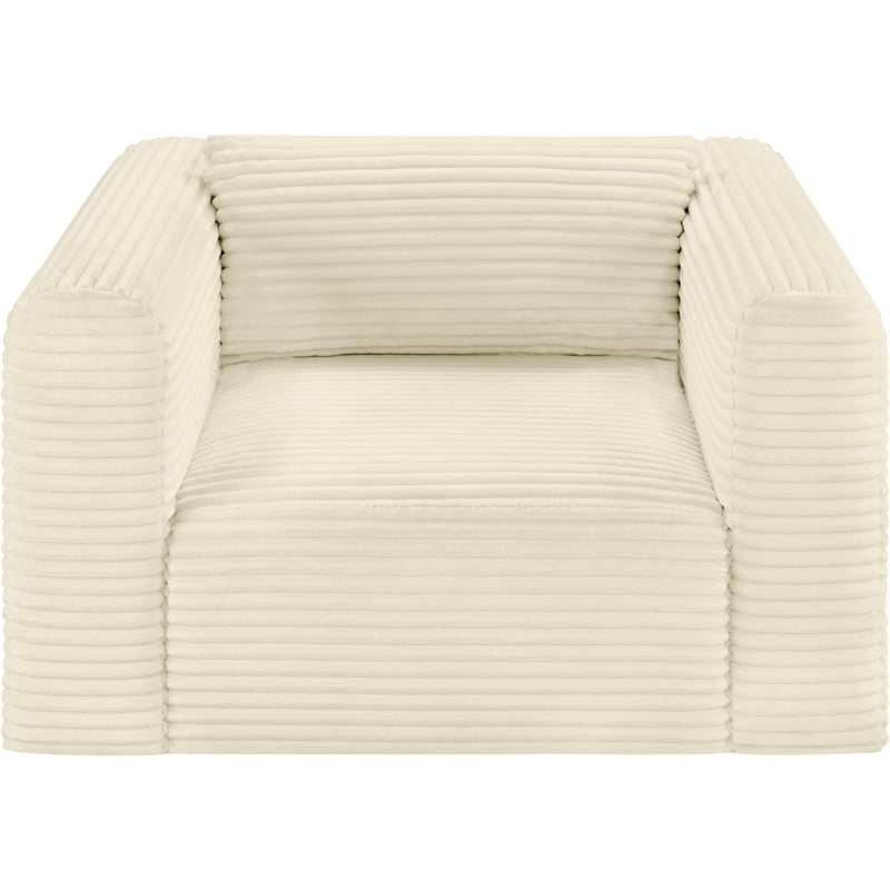 Meridian Furniture Shaggy Cream Corduroy Performance Fabric Arm Chair