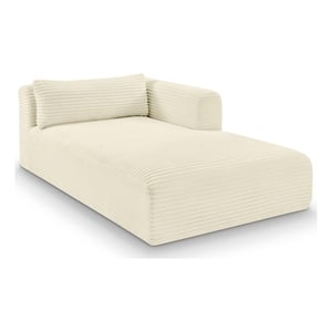 Meridian Furniture Shaggy Cream Corduroy Performance Fabric Chaise