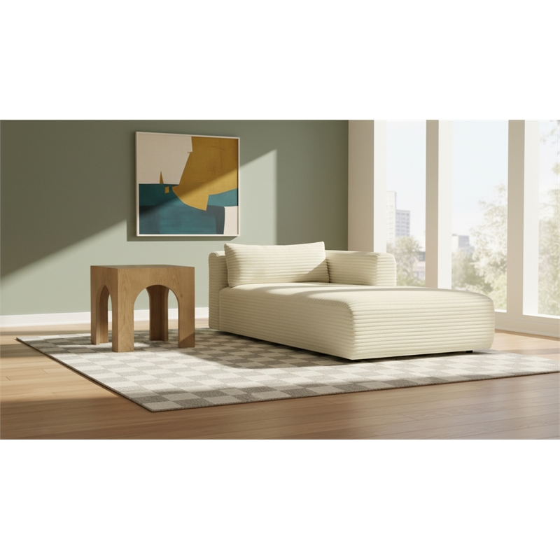 Meridian Furniture Shaggy Cream Corduroy Performance Fabric Chaise