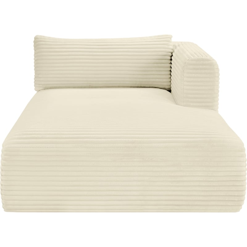 Meridian Furniture Shaggy Cream Corduroy Performance Fabric Chaise
