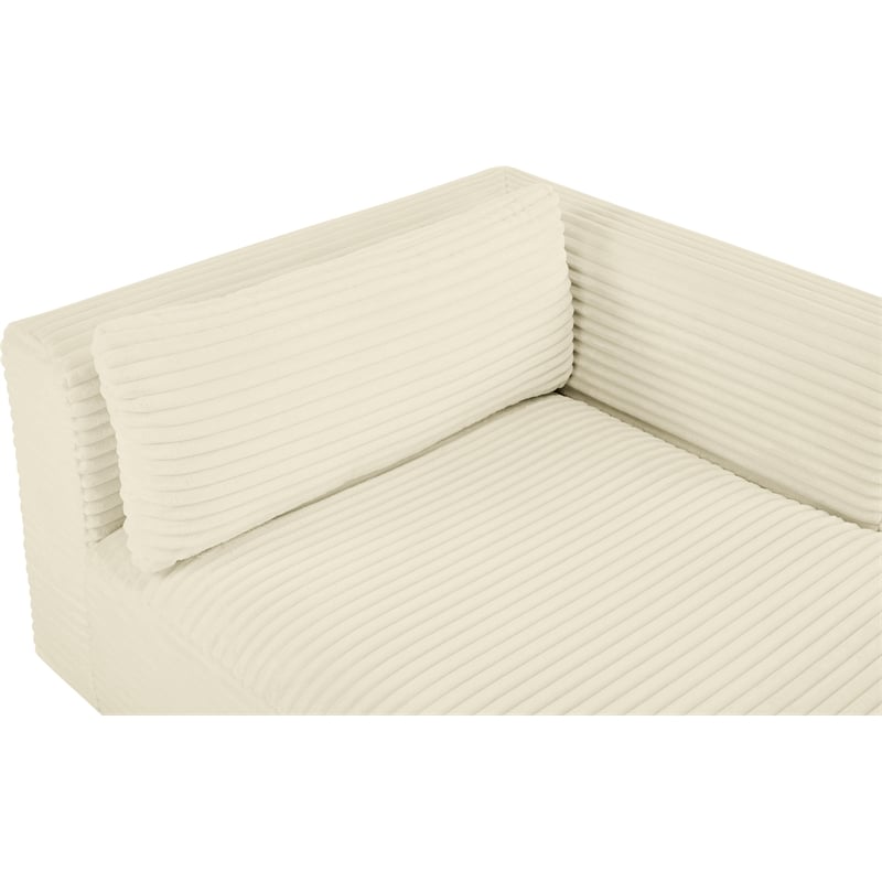 Meridian Furniture Shaggy Cream Corduroy Performance Fabric Chaise