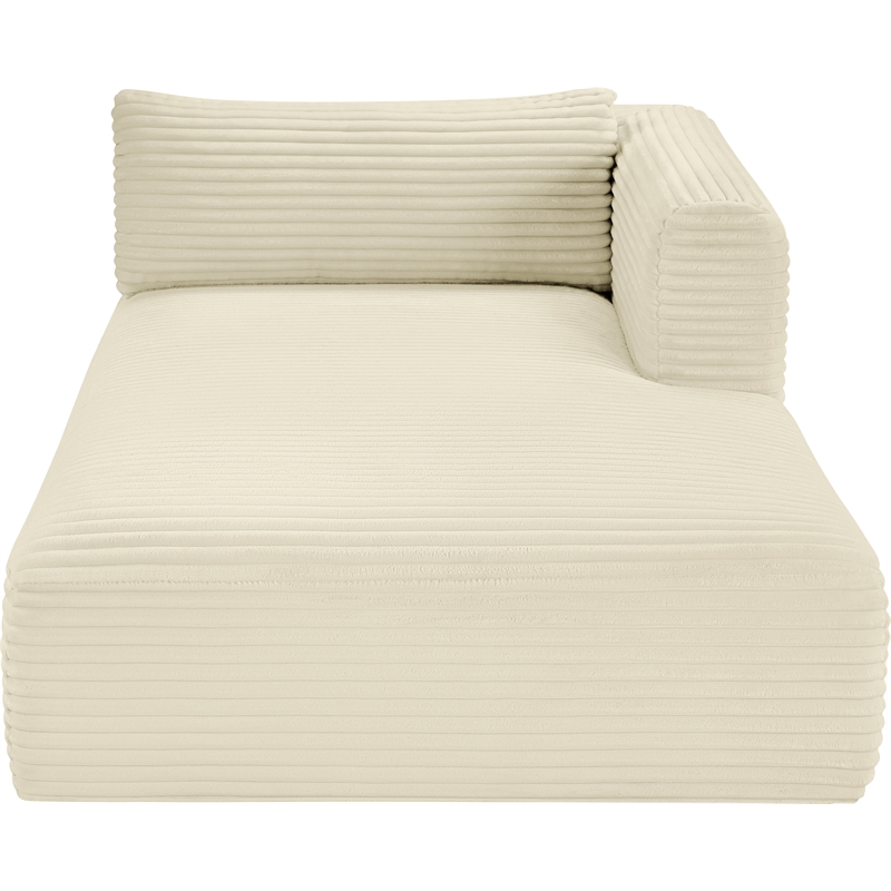 Meridian Furniture Shaggy Cream Corduroy Performance Fabric Chaise