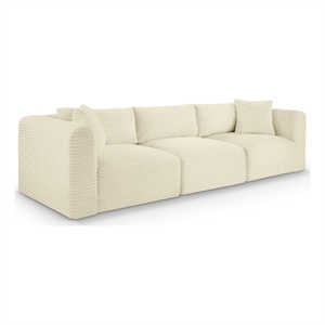 Meridian Furniture 3-Piece Cream Corduroy Performance Fabric Modular Sofa