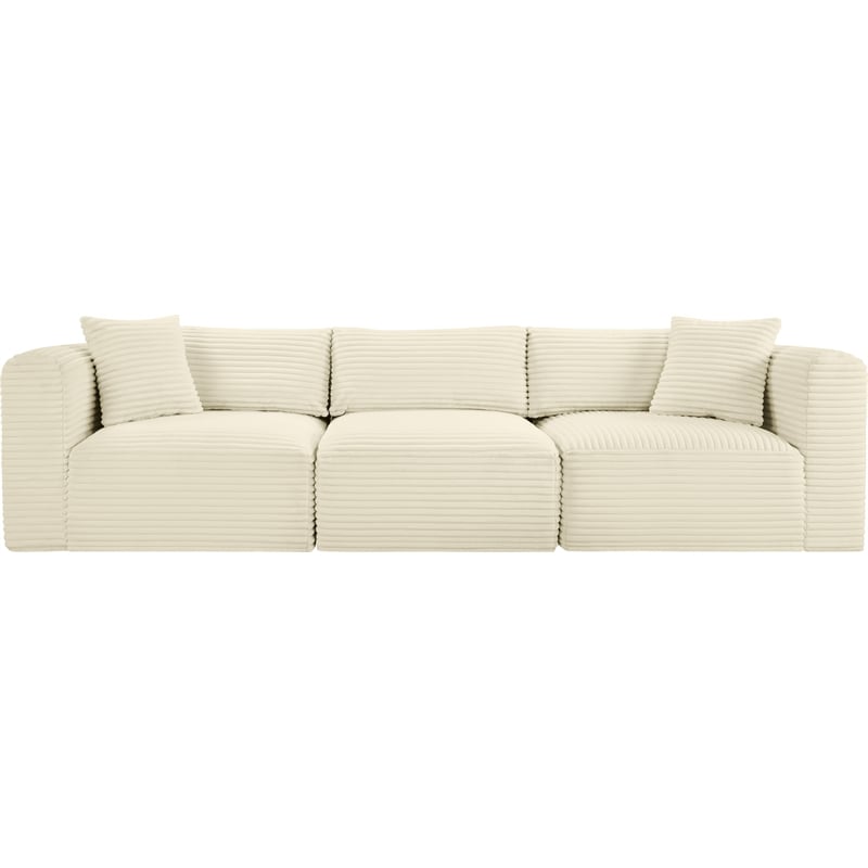 Meridian Furniture 3-Piece Cream Corduroy Performance Fabric Modular Sofa