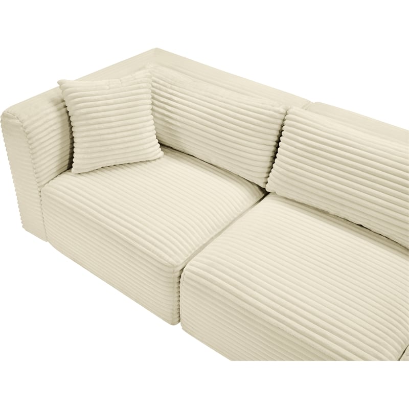Meridian Furniture 3-Piece Cream Corduroy Performance Fabric Modular Sofa