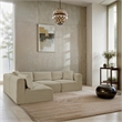 Meridian Furniture 4-Piece Cream Corduroy Performance Fabric Modular Sectional