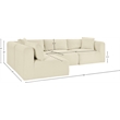 Meridian Furniture 4-Piece Cream Corduroy Performance Fabric Modular Sectional