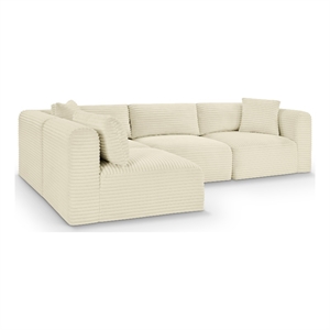 Meridian Furniture 4-Piece Cream Corduroy Performance Fabric Modular Sectional